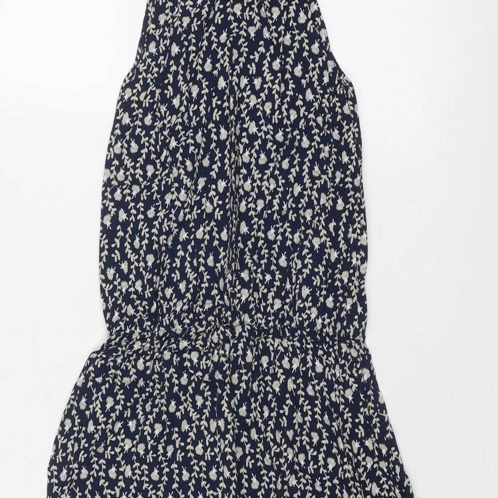 TEMT Womens Blue Floral Viscose Tank Dress Size S Round Neck Pullover