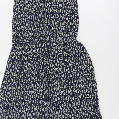 TEMT Womens Blue Floral Viscose Tank Dress Size S Round Neck Pullover