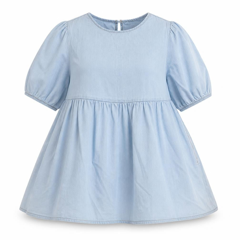 New Look Womens Blue Cotton A-Line Size 10 Round Neck Button
