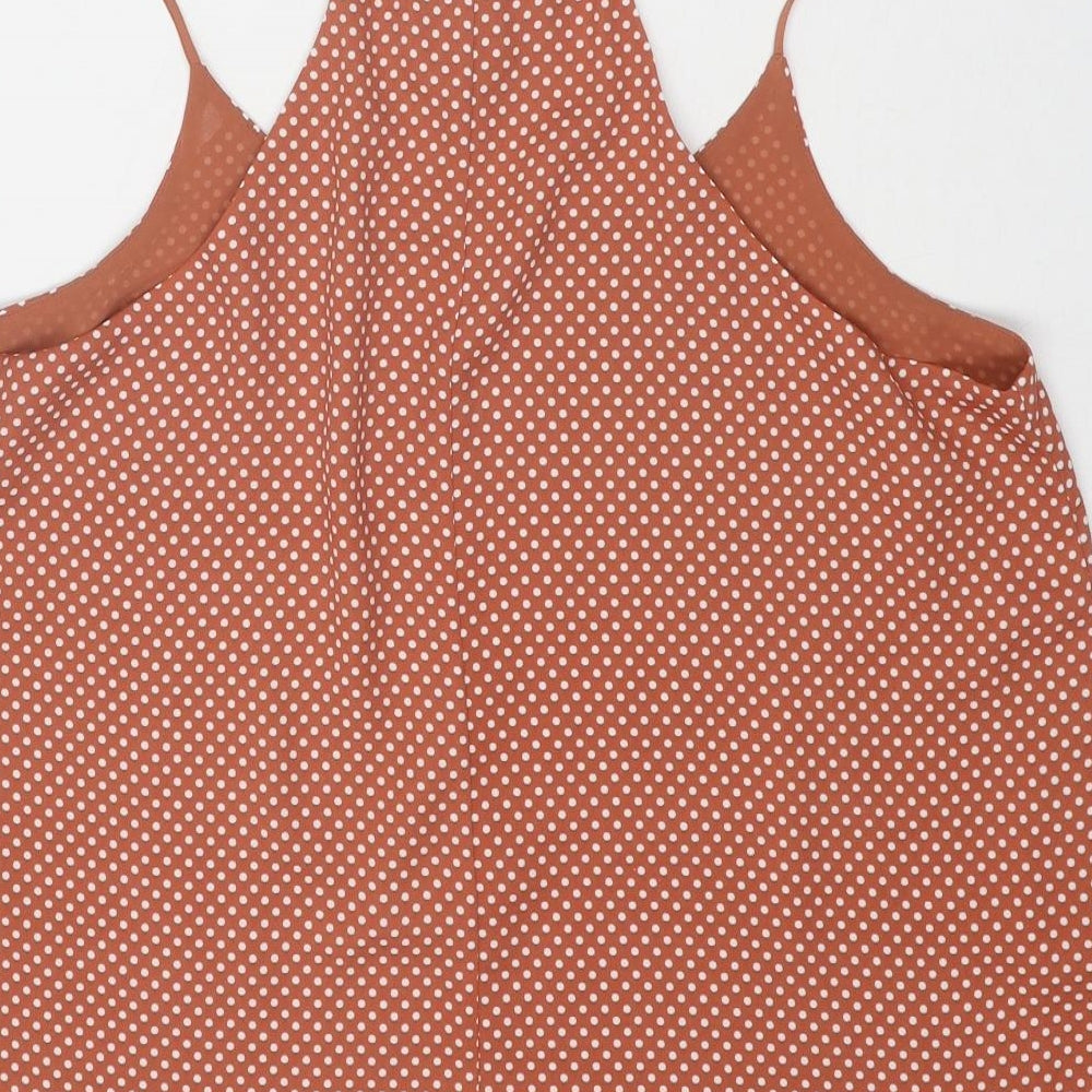FOREVER 21 Womens Brown Polka Dot Polyester Camisole Tank Size M Round Neck