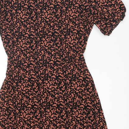 NEXT Womens Brown Geometric Polyester A-Line Size 8 V-Neck Pullover