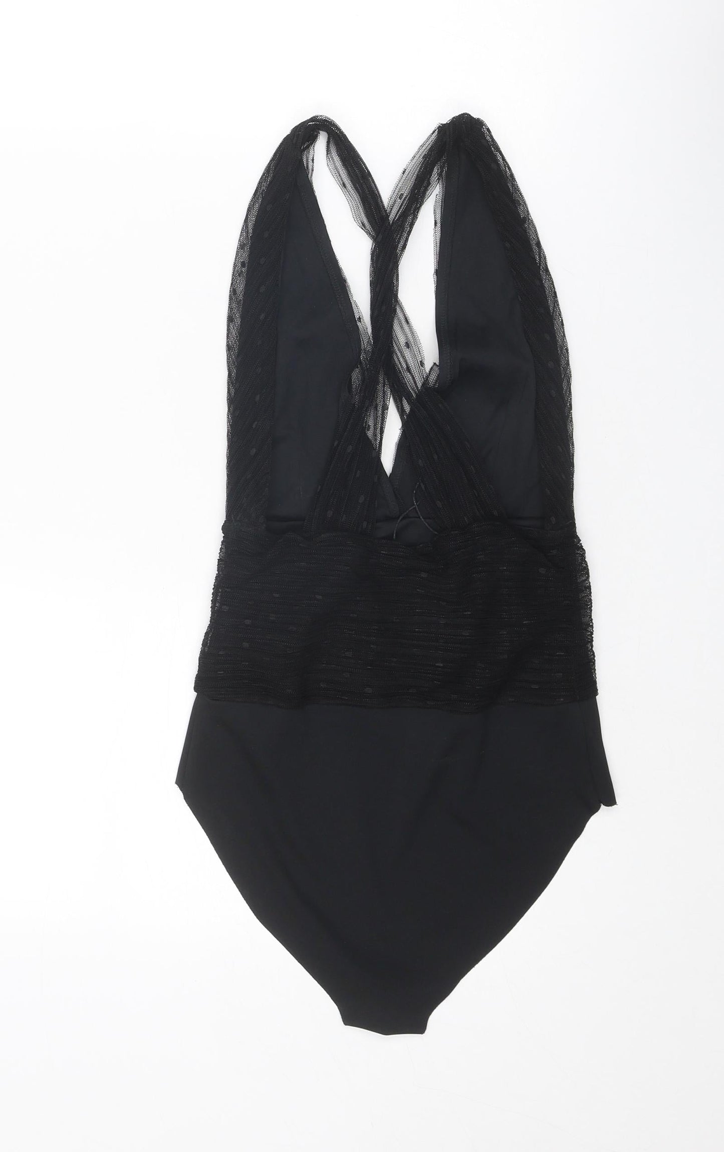 Zara Womens Black Polyester Bodysuit One-Piece Size S Snap