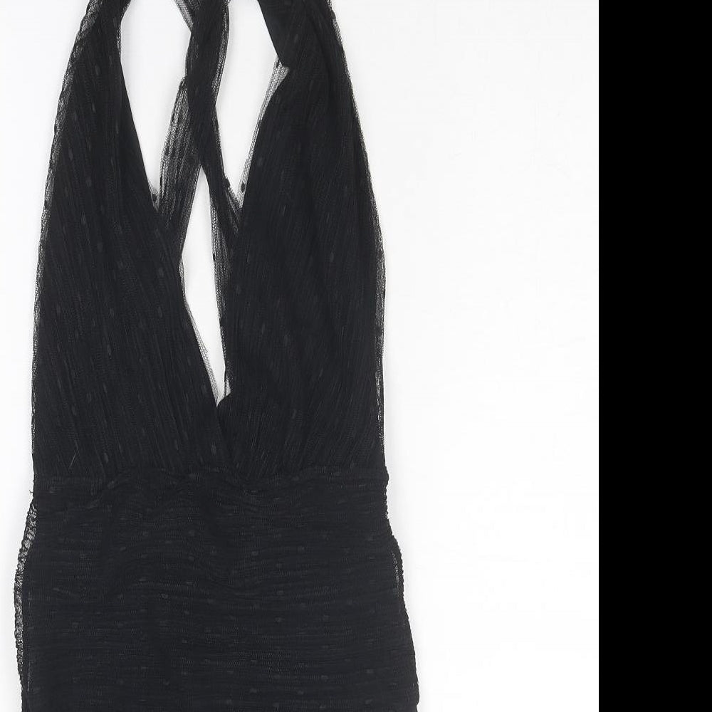 Zara Womens Black Polyester Bodysuit One-Piece Size S Snap