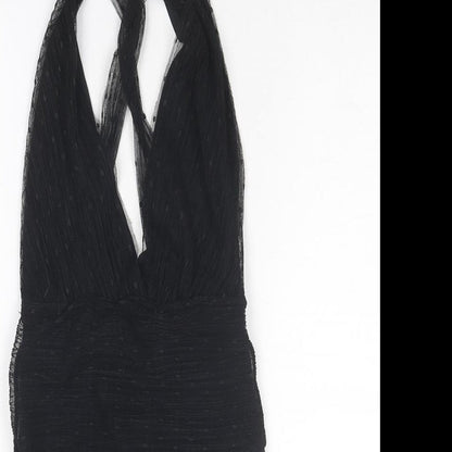 Zara Womens Black Polyester Bodysuit One-Piece Size S Snap