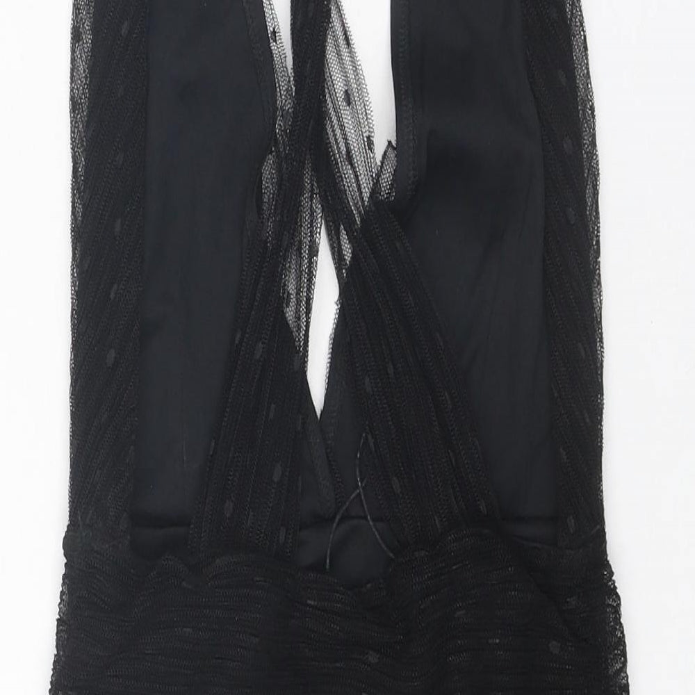 Zara Womens Black Polyester Bodysuit One-Piece Size S Snap