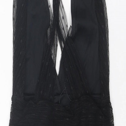 Zara Womens Black Polyester Bodysuit One-Piece Size S Snap