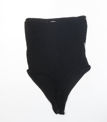 PRETTYLITTLETHING Womens Black Viscose Bodysuit One-Piece Size 8 Snap