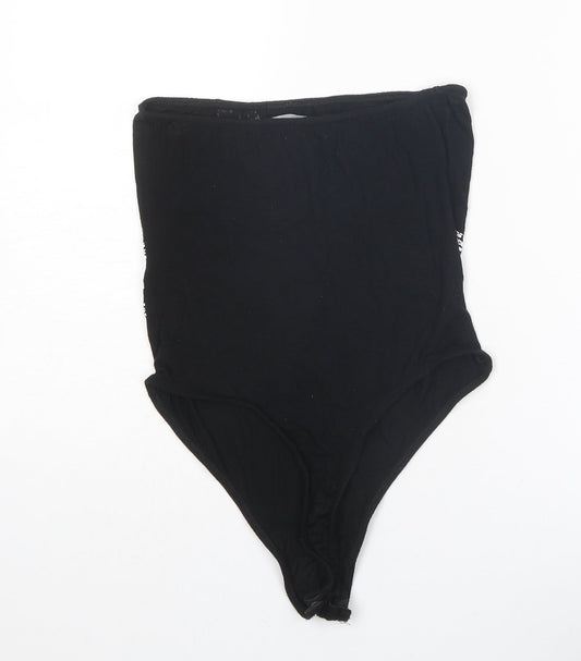 PRETTYLITTLETHING Womens Black Viscose Bodysuit One-Piece Size 8 Snap