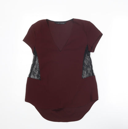Womens UK Size S Zara Red Basic Blouse