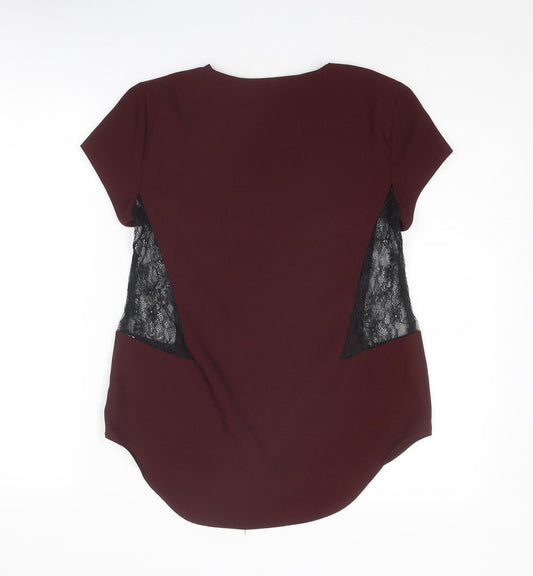 Womens UK Size S Zara Red Basic Blouse