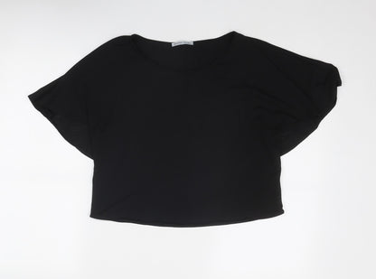 Womens UK Size S Zara Black Basic Blouse