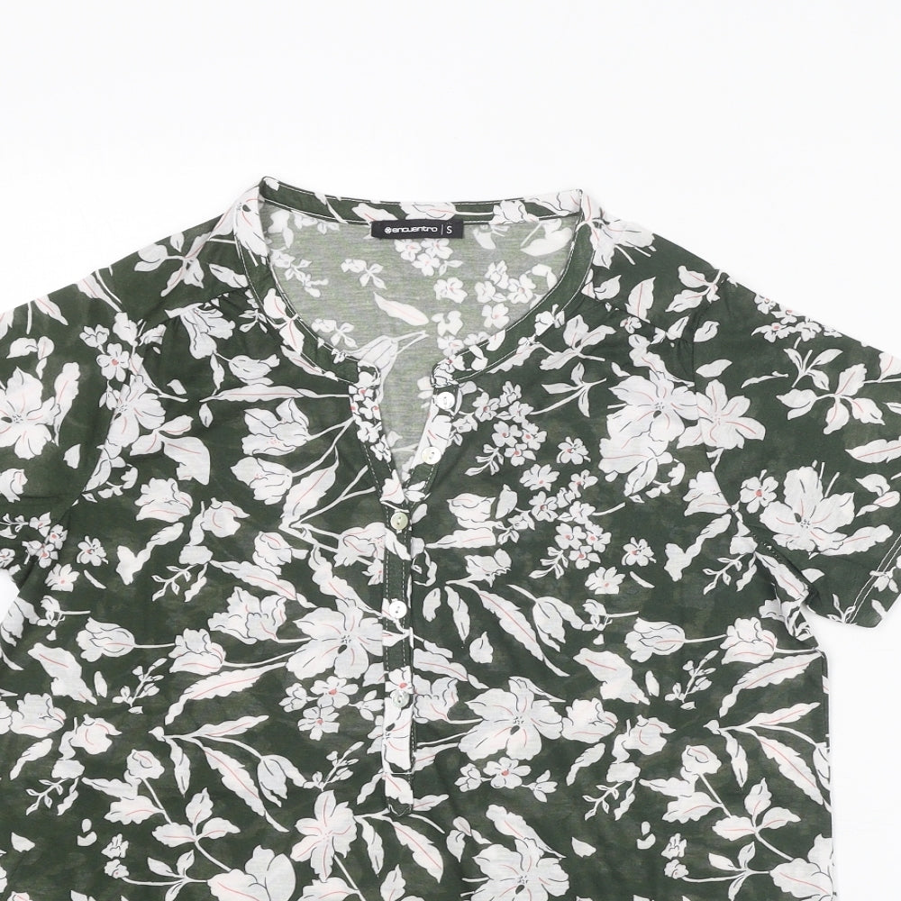 Womens UK Size S Encuentro Green Basic Blouse