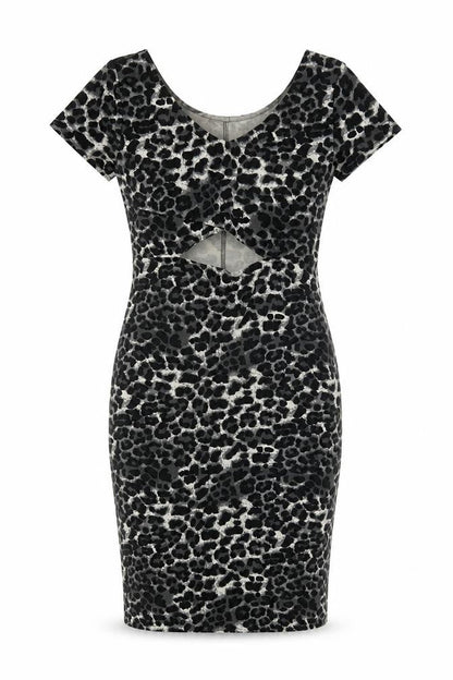 Forever 21 Womens Grey Animal Print Polyester Bodycon Size M V-Neck Pullover - Leopard pattern