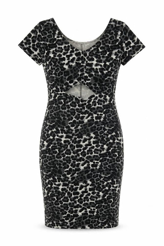 Forever 21 Womens Grey Animal Print Polyester Bodycon Size M V-Neck Pullover - Leopard pattern