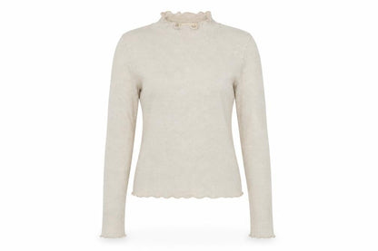 Sozy Womens Beige High Neck Viscose Pullover Jumper Size M - Lettuce Hem