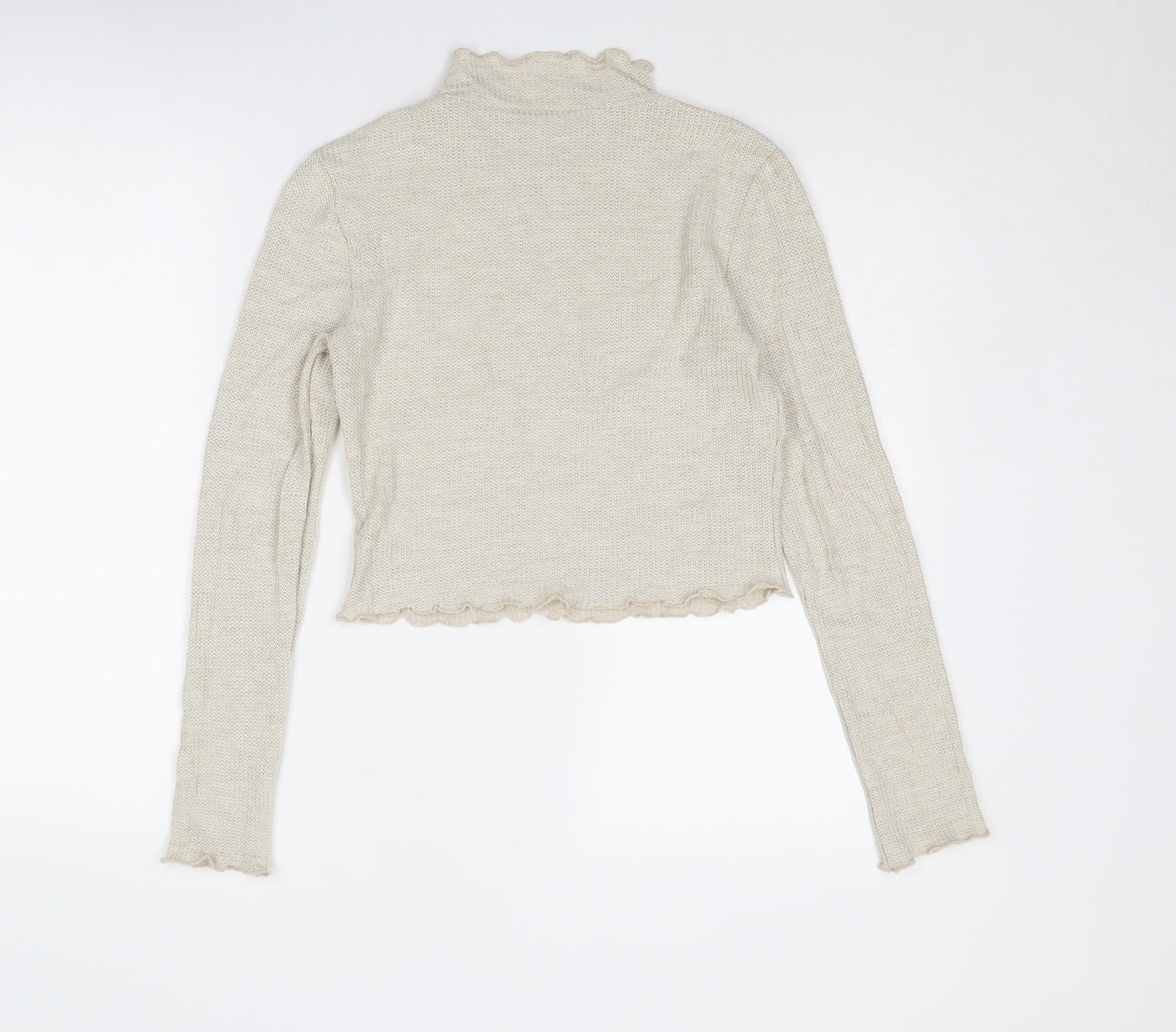 Sozy Womens Beige High Neck Viscose Pullover Jumper Size M - Lettuce Hem