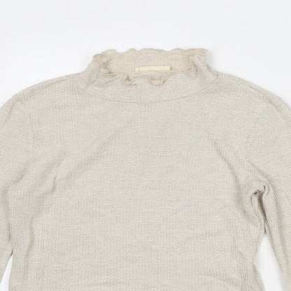 Sozy Womens Beige High Neck Viscose Pullover Jumper Size M - Lettuce Hem
