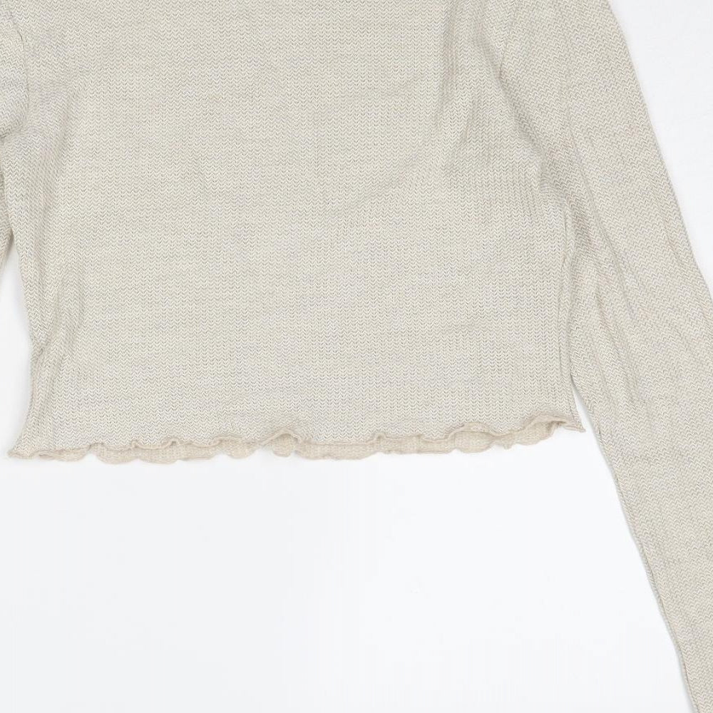 Sozy Womens Beige High Neck Viscose Pullover Jumper Size M - Lettuce Hem
