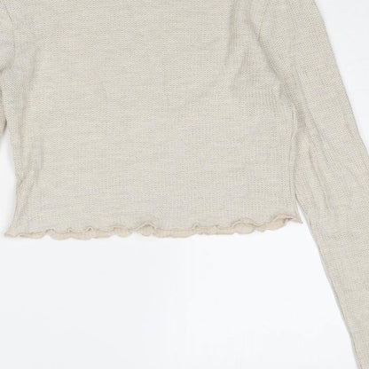 Sozy Womens Beige High Neck Viscose Pullover Jumper Size M - Lettuce Hem