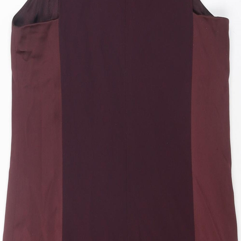 French Connection Womens Purple Colourblock Acetate Shift Size 10 Round Neck Zip