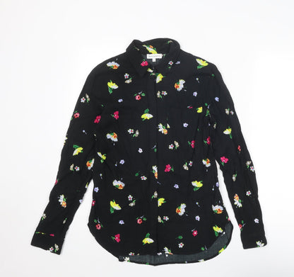 Womens UK Size 8 Warehouse Black Basic Button-Up
