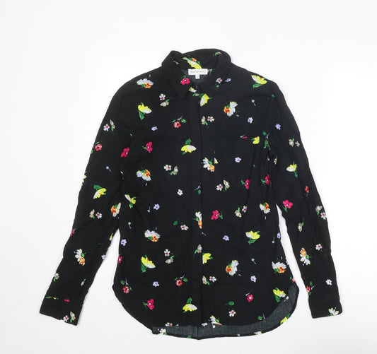Womens UK Size 8 Warehouse Black Basic Button-Up