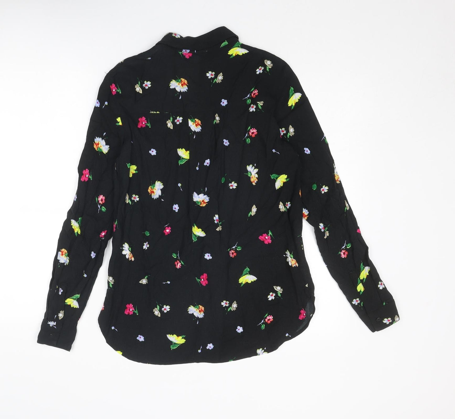 Womens UK Size 8 Warehouse Black Basic Button-Up