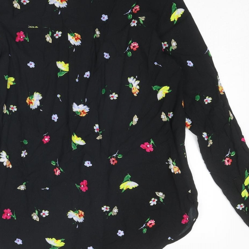 Womens UK Size 8 Warehouse Black Basic Button-Up