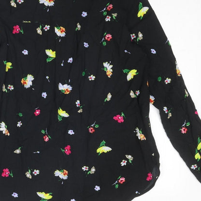 Womens UK Size 8 Warehouse Black Basic Button-Up