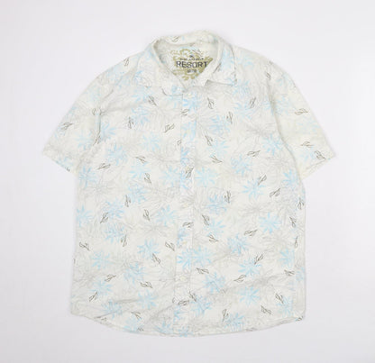 Mens UK Size M Blue Harbour White  Button-Up Short Sleeve Casual Shirt