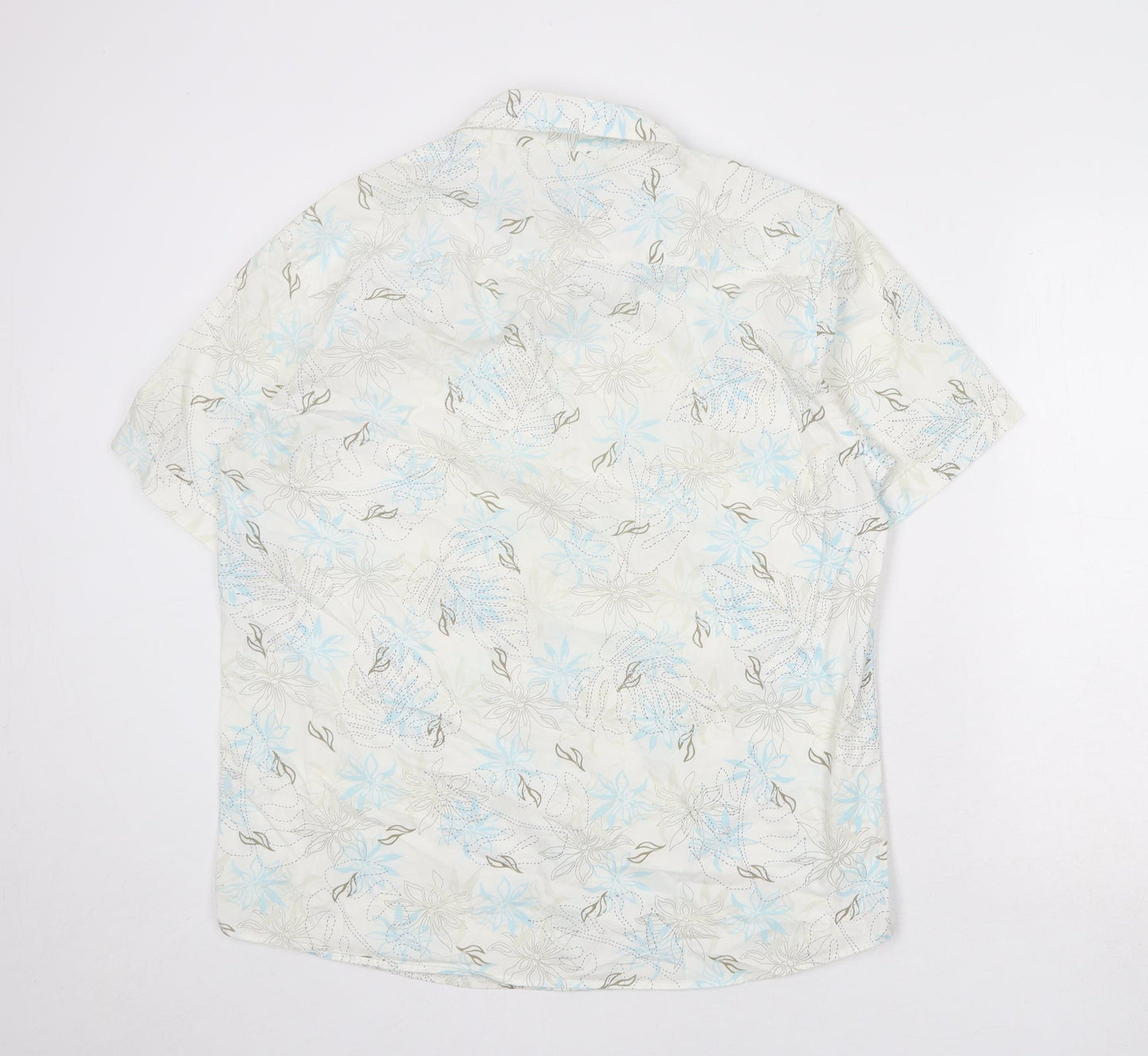 Mens UK Size M Blue Harbour White  Button-Up Short Sleeve Casual Shirt