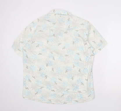 Mens UK Size M Blue Harbour White  Button-Up Short Sleeve Casual Shirt
