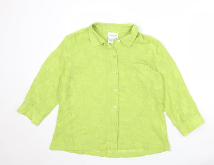 Coldwater Creek Womens Green Polyester Basic Button-Up Size M Collared