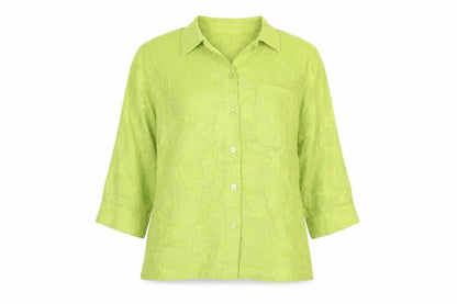 Coldwater Creek Womens Green Polyester Basic Button-Up Size M Collared