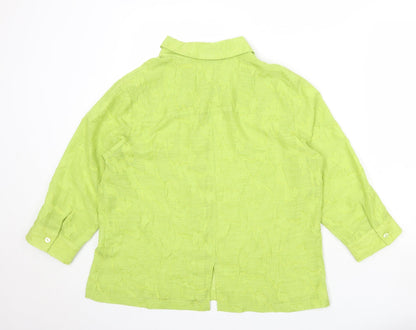 Coldwater Creek Womens Green Polyester Basic Button-Up Size M Collared