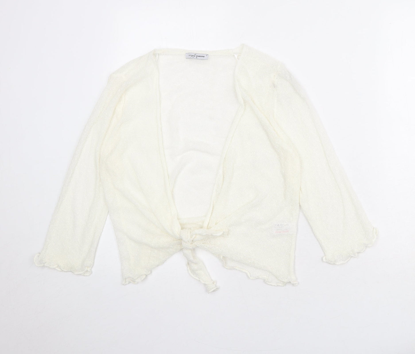 Simply Stockshop Womens Ivory V-Neck Acrylic Cardigan Jumper Size S