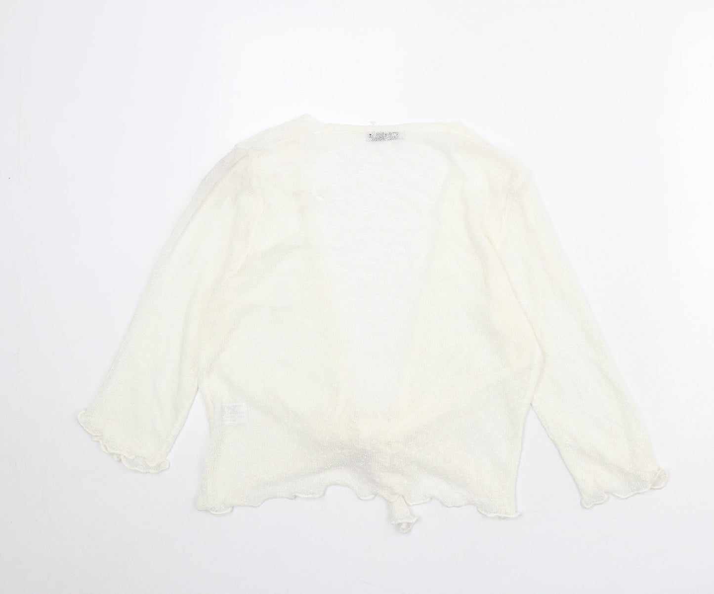 Simply Stockshop Womens Ivory V-Neck Acrylic Cardigan Jumper Size S