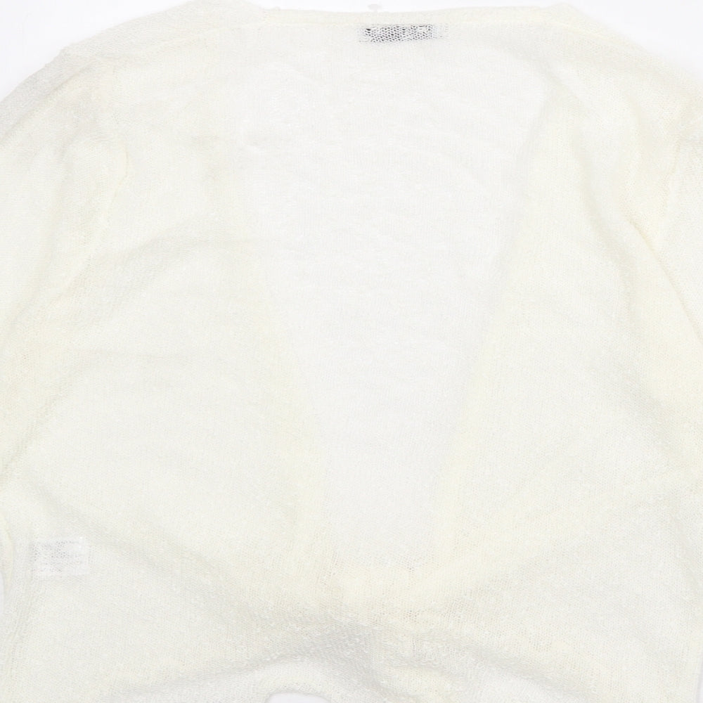 Simply Stockshop Womens Ivory V-Neck Acrylic Cardigan Jumper Size S