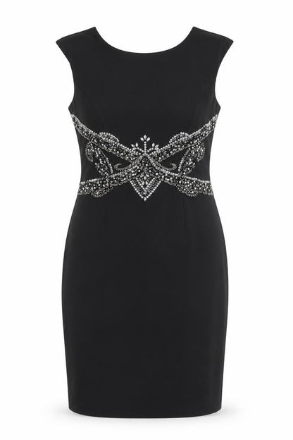 Little Mistress Womens Black Polyester Shift Size 12 Round Neck Zip