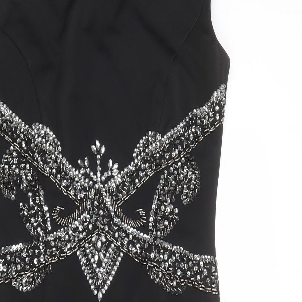 Little Mistress Womens Black Polyester Shift Size 12 Round Neck Zip