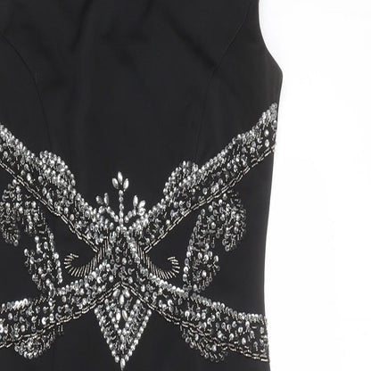 Little Mistress Womens Black Polyester Shift Size 12 Round Neck Zip