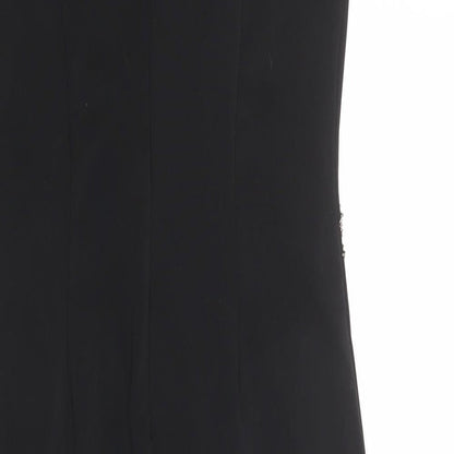 Little Mistress Womens Black Polyester Shift Size 12 Round Neck Zip