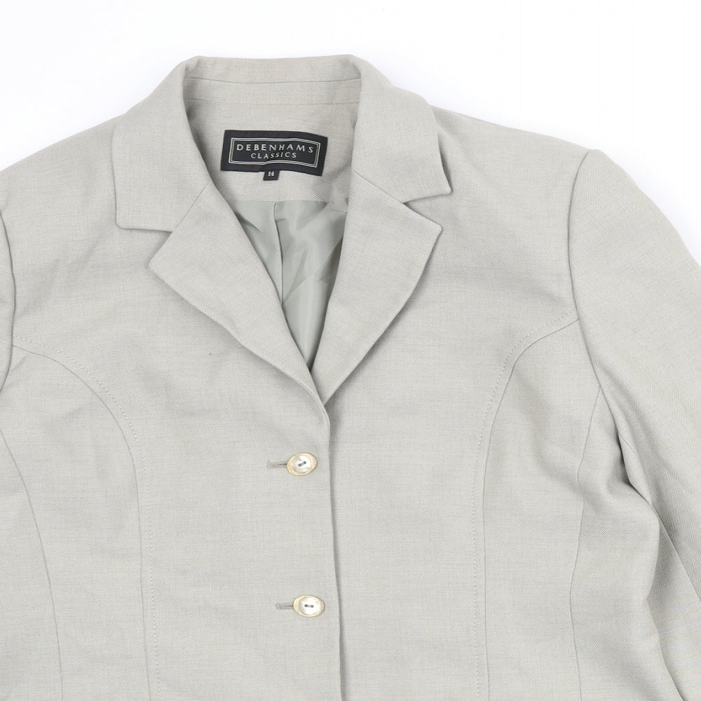 Debenhams Womens Grey Polyester Jacket Blazer Size 14