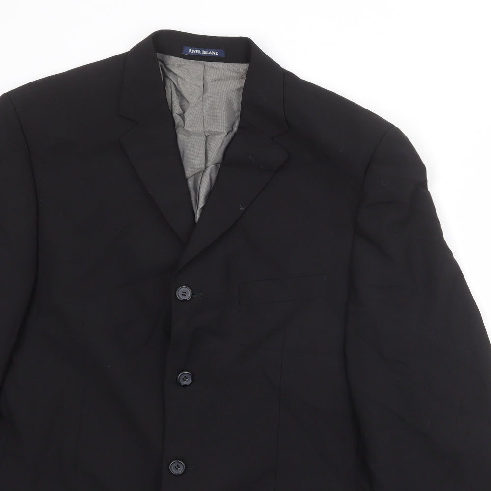 Mens UK Size 42 River Island Regular Black Suit Jacket