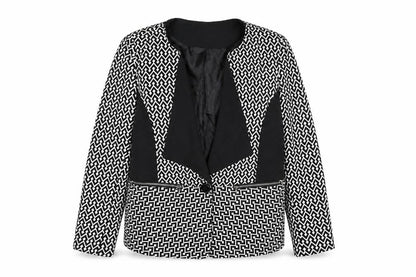 Klass Womens Black Geometric Jacket Blazer Size 14 Button