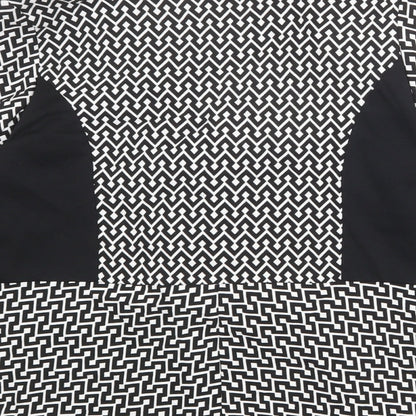 Klass Womens Black Geometric Jacket Blazer Size 14 Button