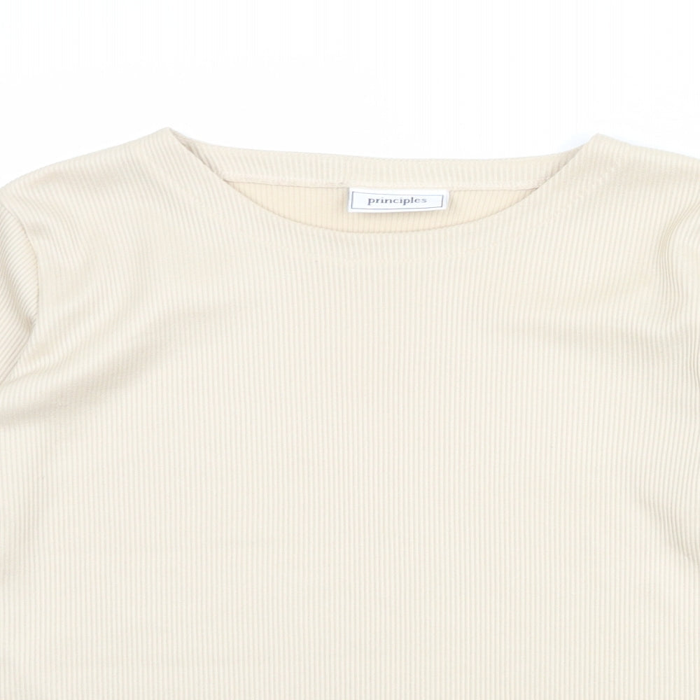 Womens UK Size 14 Principles Beige Basic T-Shirt