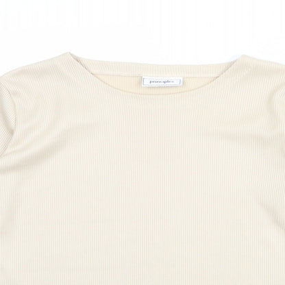 Womens UK Size 14 Principles Beige Basic T-Shirt