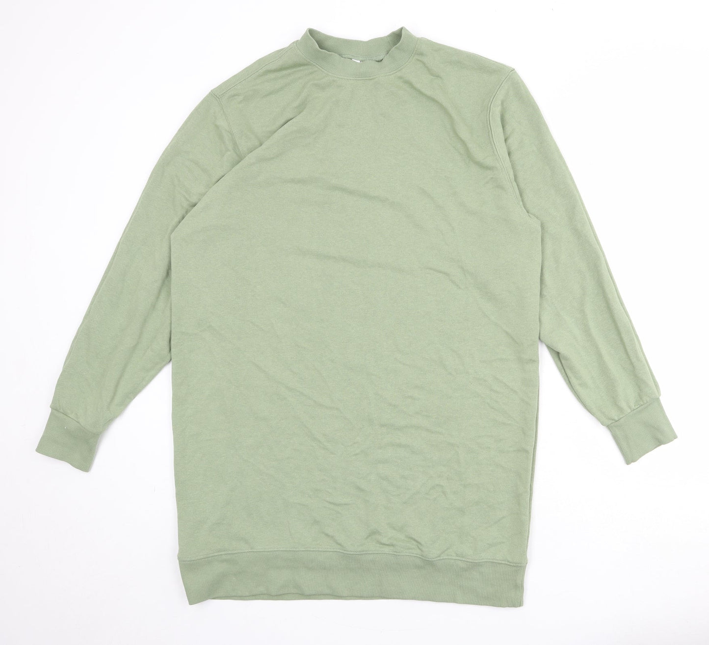 Divided by H&M Womens Green Cotton Jumper Dress Size M Round Neck Pullover