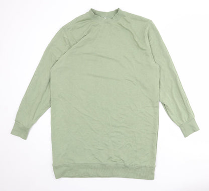 Divided by H&M Womens Green Cotton Jumper Dress Size M Round Neck Pullover